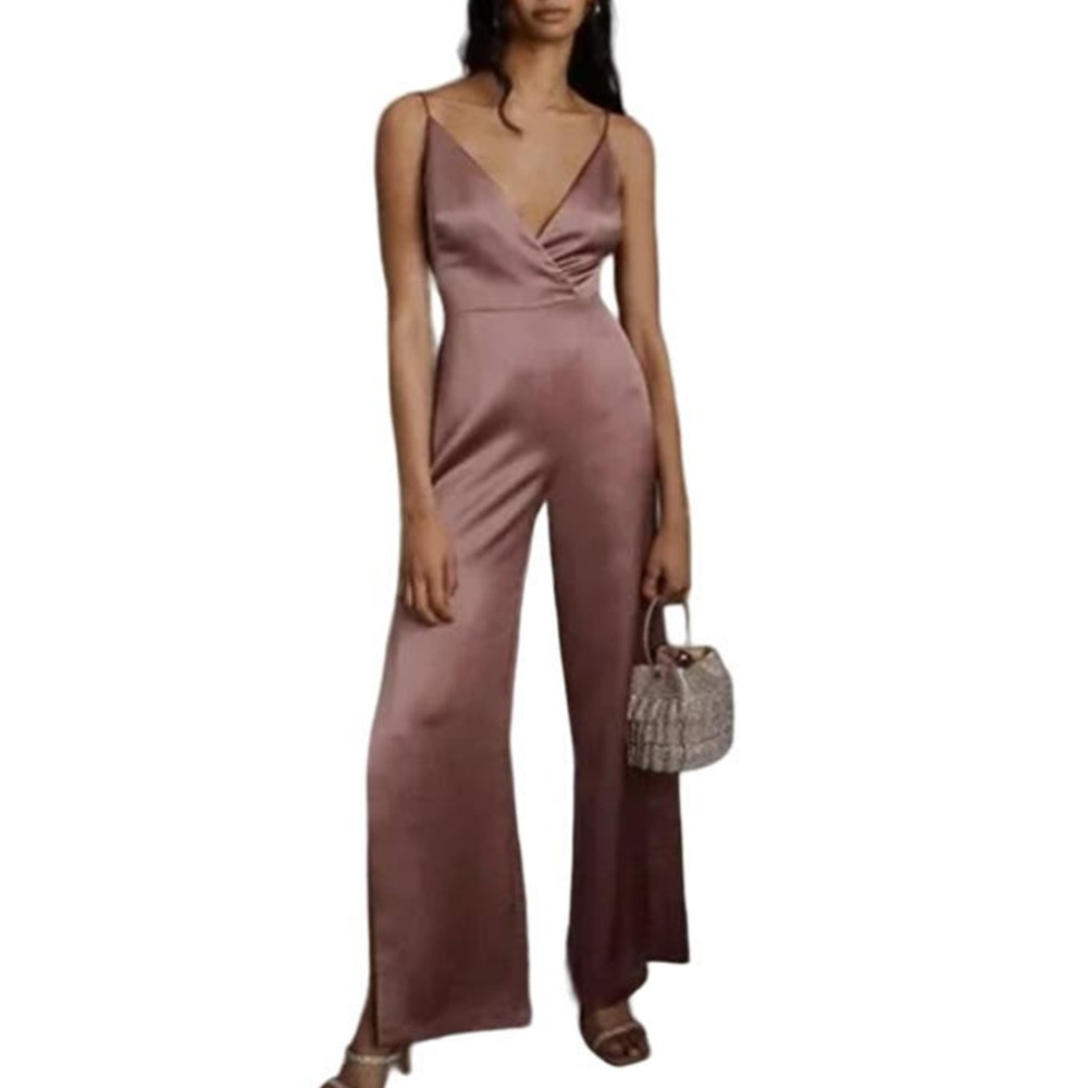 Anthropologie NWT Monique Lhuillier Doutzen Jumpsuit in Mauve Pink